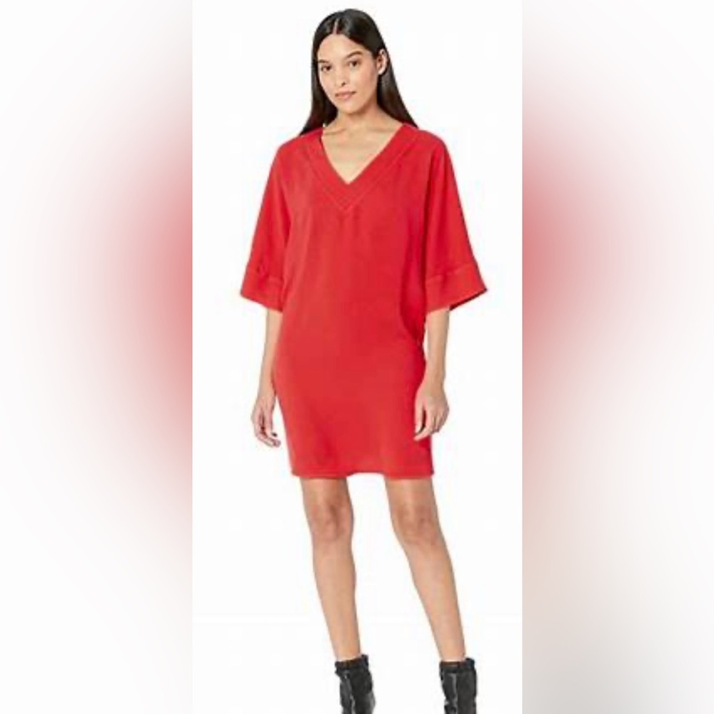 NWOT Trina Turk Bright Red/Orange V-Neck Shift Dress